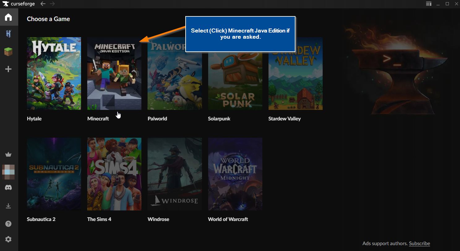 select-minecraft-java-edition-on-the-curseforge-app-img
