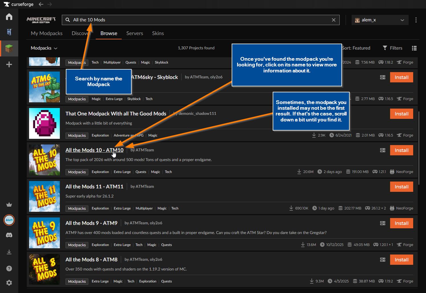 search-and-find-modpack