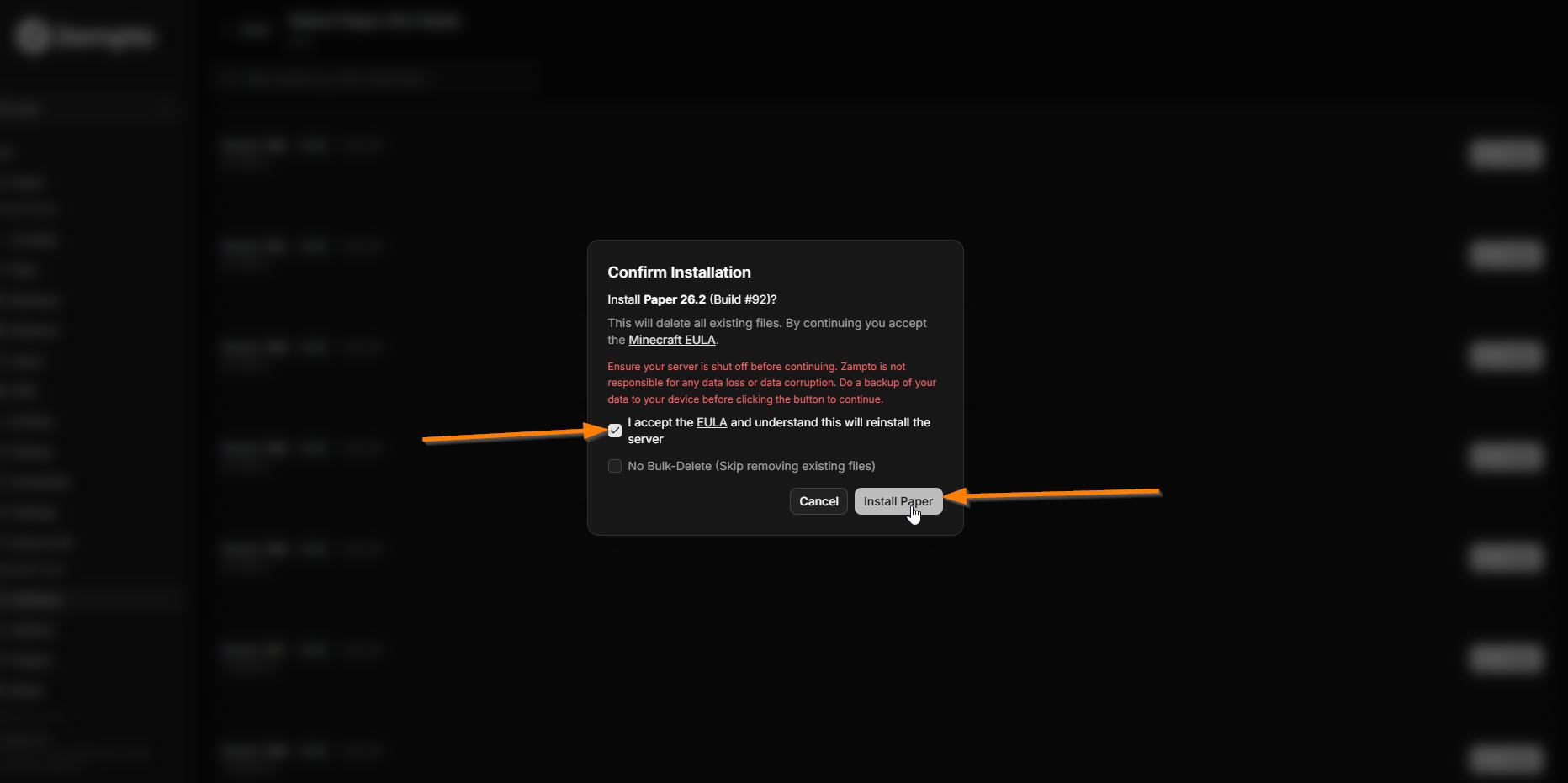 confirm the installation