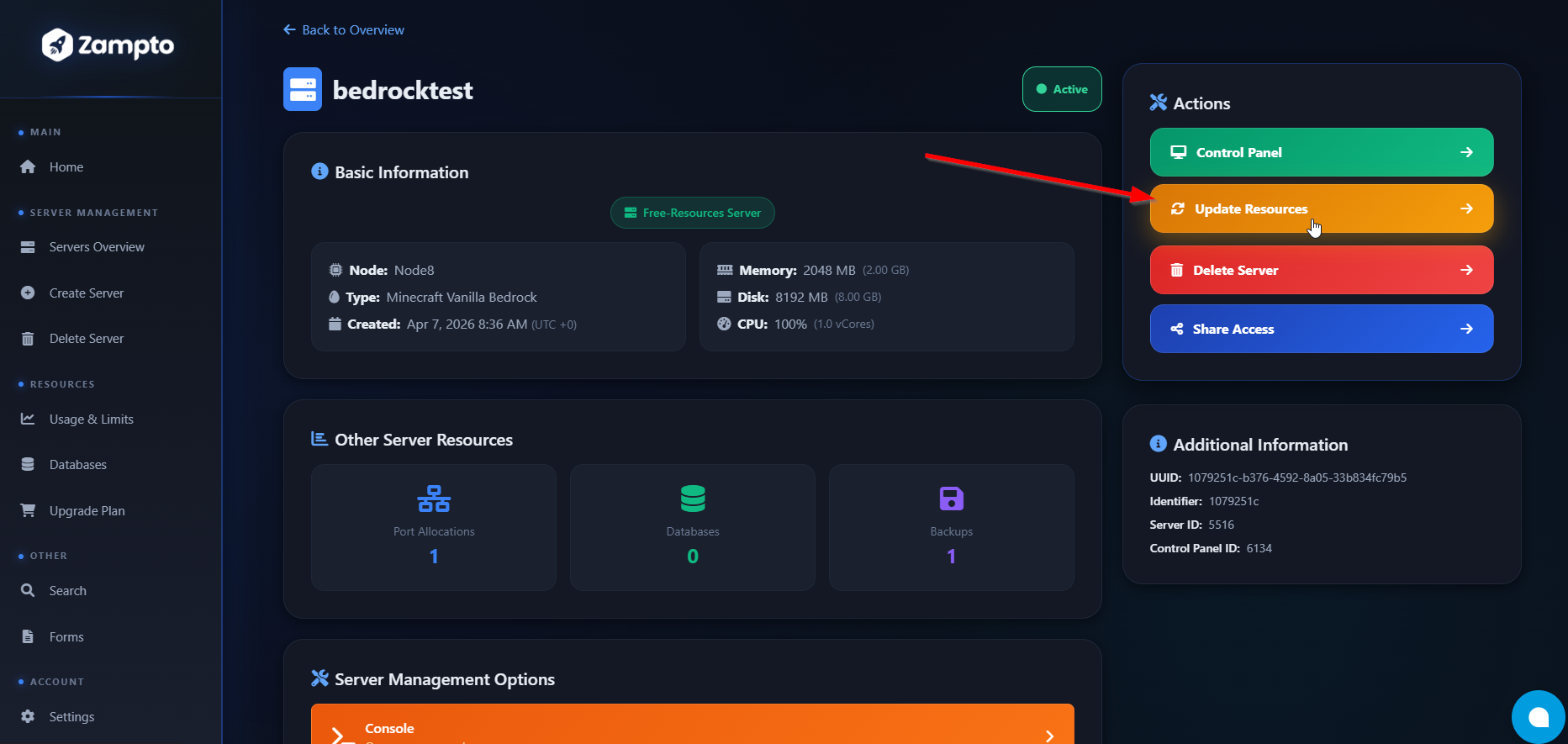 Update Resources Button