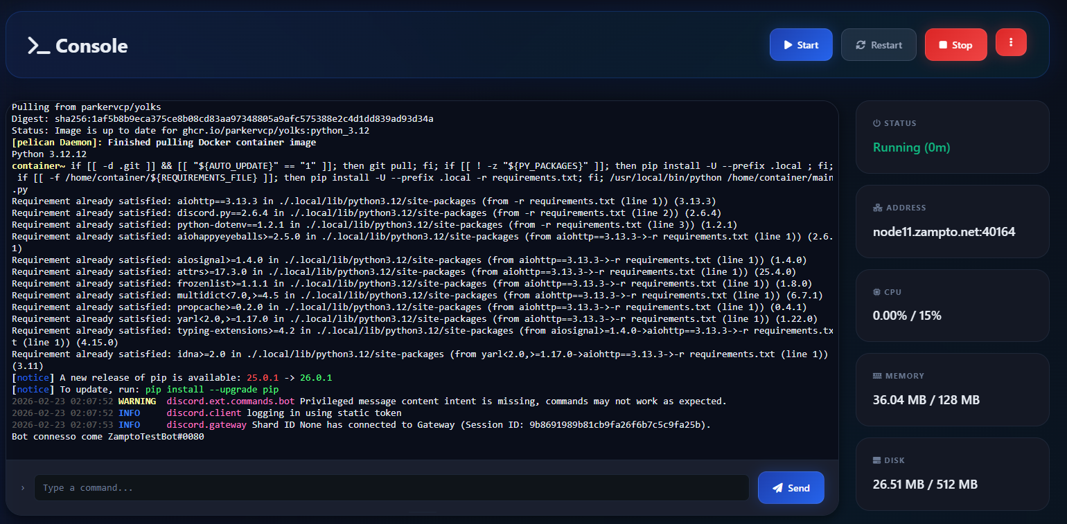 Server Console Startede